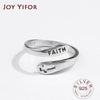 Sivler Color Rings for Women Cross Faith Letters Wedding Jewelry Large Adjustable Antique Rings - Image 1