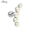 1PC Zircon CZ Leaf Heart Star Flower Ear Studs Cartilage Earring for Women Stainless Steel Small Ear Piercing Jewelry - Image 22