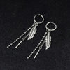 1 PC Boy Korean Punk Stainless Steel Cross Hoop Earring For Men Long Chain Tassel Leaf Moon Rock Hip Hop Piercing Stud Jewelry - Image 5