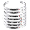 Red Medical Alert Cuff Bracelet Epilepsy Diabetes Sos Open Bangles Slim Stainless Steel Bangle Jewelry - Image 1
