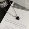Kpop Black Heart Necklace French Metal Love Clavicle Chain Korean Simple Female Short Pendanklace Female Short Pendant for Women - Image 2