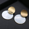Golden Natural Round Shell Non Pierced Clip on Earrings Ear Clips for Women Party Gift jewellry - Image 3