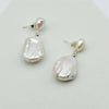 Baroque Women's Earrings Drop Shape White Freshwater Pearl Pendant Handmade Jewelry - Image 6