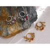 Stainless Steel Colorful Cubic Zirconia Hoop Earrings for Women Metal Texture Geometric Earrings Gift - Image 6