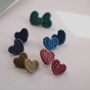 Cozy Knitted Texture Heart Studs Sweater Pattern Polymer Clay Earrings Small Love Heart Jewelry Handcrafted Sweet Daily Wear - Image 2