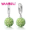 Silver Earrings Austrian Crystal Pave Disco Ball Hoop Lever Back Huggie Women Girls Jewelry - Image 4