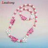 Cartoon Colorful Wooden Unicorn Flower Animal Child Sweater Necklace Bracelet Girl's Gifts Children's Jewelry 2pc - Image 4