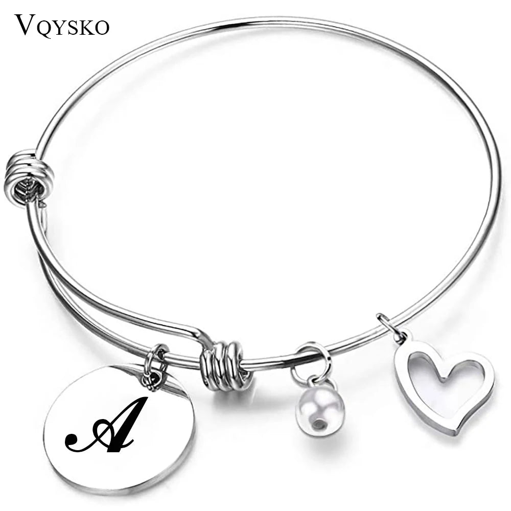 Stainless Steel Initial Alphabet Bracelets Bangles For Women Charms Tag Letter Bracelets Jewelry Bangle For Valentines Gift - Image 1