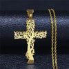 Stainless Steel Tree of Life Cross Pendant Necklace Silver Color Men Women Aesthetic Necklace Jewelry Arbol De La Vida N3018S02 - Image 9