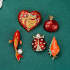 Vintage Palace Plant Flower Baroque Brooch Red Enamel Pearl Brooch Pin Woman Party Accessories - Image 2