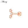 1PC Zircon CZ Leaf Heart Star Flower Ear Studs Cartilage Earring for Women Stainless Steel Small Ear Piercing Jewelry - Image 15