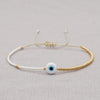 Evil Eye Bracelet Miyuki Dainty Tiny Beaded Simple Bracelets for Women Jewelry Gold White Color Adjustable Rope - Image 6