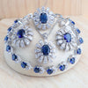 Blue Zirconia Women Silver Jewelry Sets Wedding Bridal Costume Jewellery Earrings Rings Stone Bracelets Set Pendant Necklace - Image 1