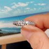 Slim Brass Band Ring with Cubic Zirconia Accents in Gold-Tone or Silver-Tone - Image 10
