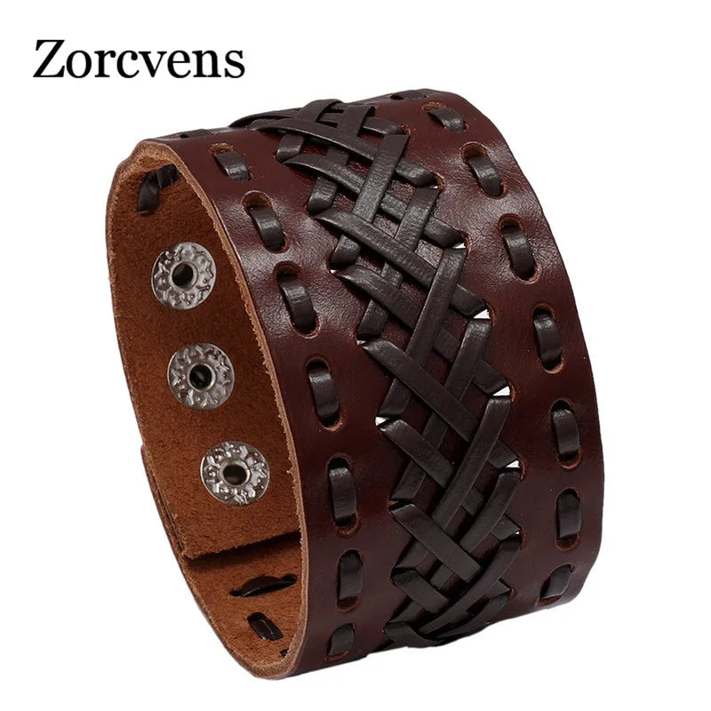 Black Wrap Woven Handmade Men Bracelets Male Women Leather Bracelet Men Bangle Jewelry Gift - Image 1