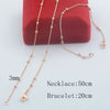 3mm Double Bead Round Link Chain Bracelet Necklace Rose Gold Color Set Jewelry - Image 7