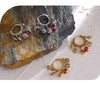 Stainless Steel Colorful Cubic Zirconia Hoop Earrings for Women Metal Texture Geometric Earrings Gift - Image 17