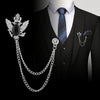 Retro Crown Rhinestones Brooch Pins Eagle Tassel Chain Lapel Pin Suit Shirt Vintage Jewelry for Women Men Accessories - Image 1