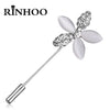 Rinhoo Korean Crystal Rhinestone Flower Long Needle Pin Brooch Women Simple Wedding Letters Butterfly Crown Badge Jewelry - Image 1