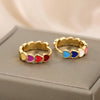 Pink Enamel Heart Hoop Earrings For Women Vintage Gold Plated Stainless Steel Earrings Jewelry - Image 3