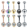 14 Gauge Stainless Steel Navel Piercing Ring with 10 mm Bar and Decorative Ends - Image 1