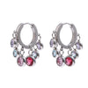 Stainless Steel Colorful Cubic Zirconia Hoop Earrings for Women Metal Texture Geometric Earrings Gift - Image 8