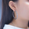9 Tone Rose Gold Silver Plated Black Hoop Earrings Stainless Steel CZ Crystal Big Round Circle Rock Punk Fully-Jewelled - Image 5