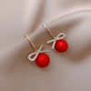 Christmas Red Zircon Crystal Bow Stud Earrings For Women Heart Shape Bowknot Christmas Earring Year Festival Jewelry - Image 28