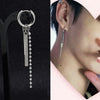 1 PC Boy Korean Punk Stainless Steel Cross Hoop Earring For Men Long Chain Tassel Leaf Moon Rock Hip Hop Piercing Stud Jewelry - Image 7