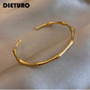 Dieyuro 316L Stainless Steel Temperament Bamboo Open Thin Bangle Handmade Anniversary Gift - Image 1