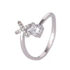 Buyee Silver Female Ring Finger White Zircon A-Z Letter Open Ring for Women Party Jewelry Circle - Image 13