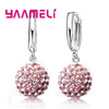 Silver Earrings Austrian Crystal Pave Disco Ball Hoop Lever Back Huggie Women Girls Jewelry - Image 18