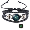 12 Zodiac Sign Glow in The Dark bracelet Bangle For Women Men Glass Constellations Charm Leather Rope Chains Jewelry - Image 32