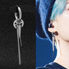1 PC Boy Korean Punk Stainless Steel Cross Hoop Earring For Men Long Chain Tassel Leaf Moon Rock Hip Hop Piercing Stud Jewelry - Image 9