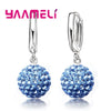 Silver Earrings Austrian Crystal Pave Disco Ball Hoop Lever Back Huggie Women Girls Jewelry - Image 9