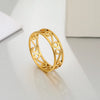 Retro Filigree Stainless Steel Ring Cutout Elegant Gold Color Finger Rings Jewelry Wedding Gift for Women Friend - Image 6