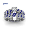 Jewelry Couple Ring Simple Stainless Steel Men Ring Elegant Blue/White Heart Zircon Women Rings Set Engagement Gift - Image 3
