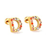 Stainless Steel Initials Letters A-Z Stud Earrings For Women Girls Gold Color Cubic Zirconia Small Mini Earrings Gifts - Image 19