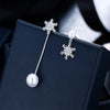 Simulated Pearl Dangle Earrings Korean Women Snowflake Drop Earrings Silver Color Pearl Pendants Earrings - Image 1