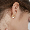 Anenjery Imitation Pearl Hoop Earrings for Women Round Wedding Party Ear Jewelry - Image 3