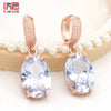 Oval Large Pink Opal Dangle Earrings For Women Wedding Jewelry Rose Gold Color Zirconia Eardrop - Image 11