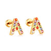 Stainless Steel Initials Letters A-Z Stud Earrings For Women Girls Gold Color Cubic Zirconia Small Mini Earrings Gifts - Image 20