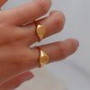 Stainless Steel Gold Plated Engraving Wildflower Tea Leaf Lavender Sunflower Signet Rings For Women - Image 24