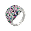 Wide Dome Pave CZ Statement Ring Gold Silver Plated Brass Multi-color Crystal Open Adjustable for Women Jewelry - Image 5