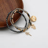 Three Set Bracelets For Women Black Glass Bead Gift Snake Evil Eye Charms Design Elastic Jewelry Party Accessories - Image 5