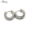2pcs Gear Stripe Stainless Steel Women Men Huggies Ear Cuff Buckle Circle Hoop Earring Unisex Piercing Jewelry - Image 8