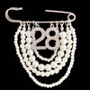 Handmade Metal Pearl Chain Greek Sorority Rhinestone Initial Number1 To Number 31 Brooches Apparel Jewelry - Image 21