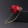 Ribbon Rose Flower Golden Leaf Brooch Pin for Men Women Silk Buttonhole Groomsmen Party Prom Suit Accessories - Image 27