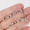 Surgical Steel Labret Stud with Cubic Zirconia Top for Lip Cartilage Helix and Conch 16G - Image 2