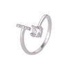 Buyee Silver Female Ring Finger White Zircon A-Z Letter Open Ring for Women Party Jewelry Circle - Image 28